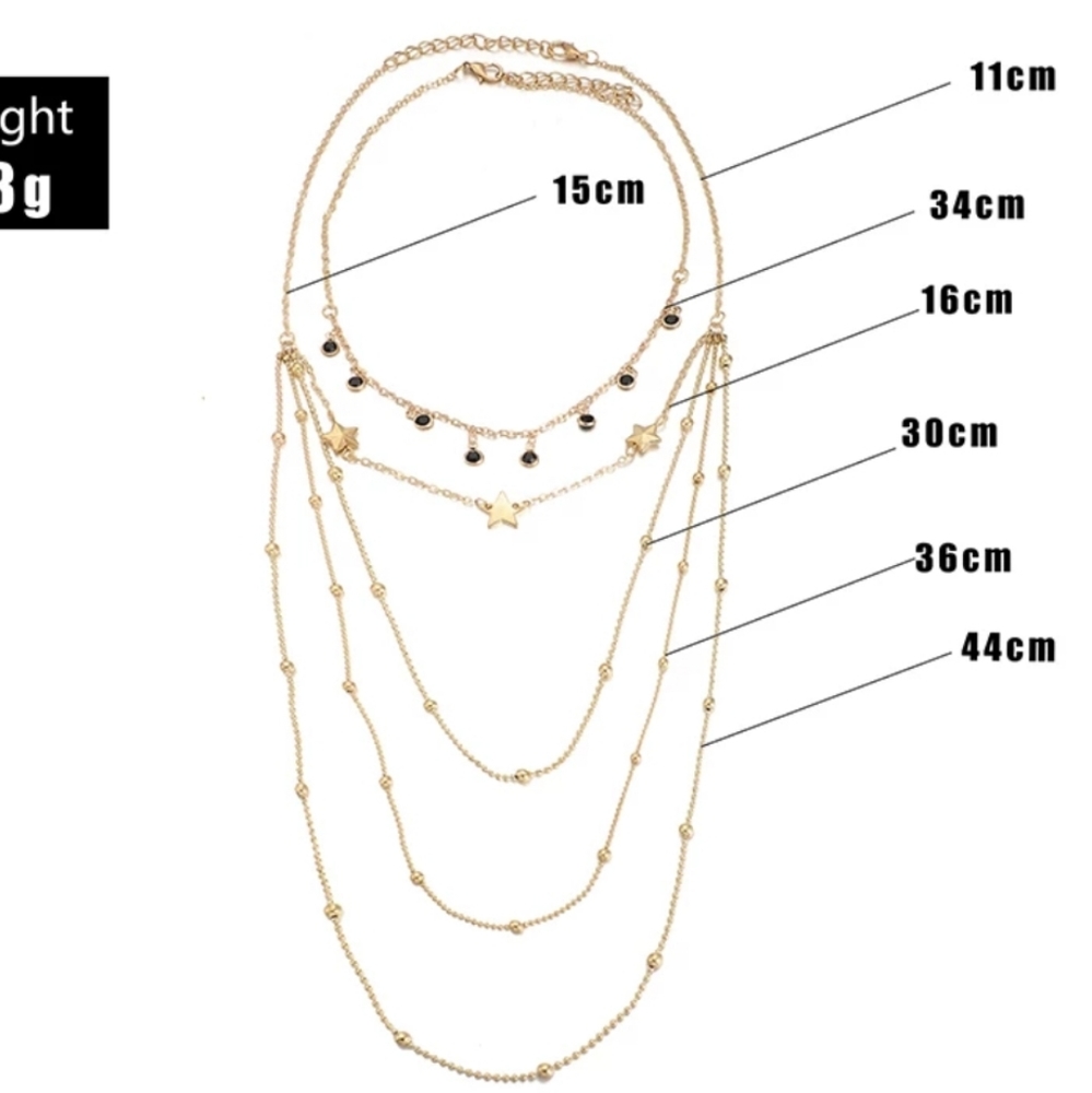 *Sally* Black Stone Star Necklace - Picture 2 of 4
